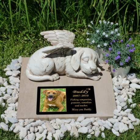 Angel Dog Figurine and Pet Memorial Plaque