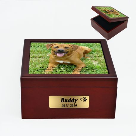 Large Personalised Pet Memorial Ashes Box. Suitable for pet up to 90kgs (live weight)
